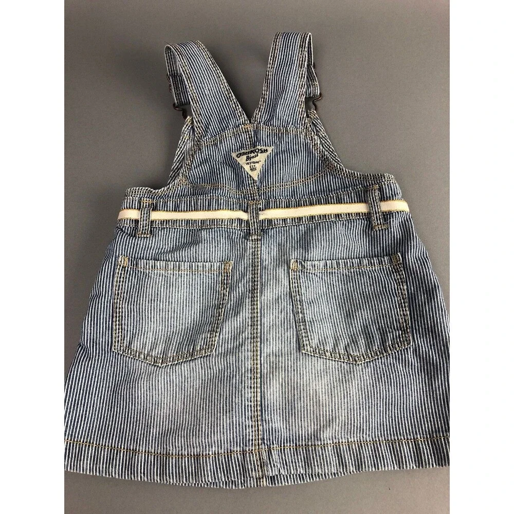 Oshkosh Dress 18 Month Vestback Denim Blue Pinstripe Railroad Toddler Bibs